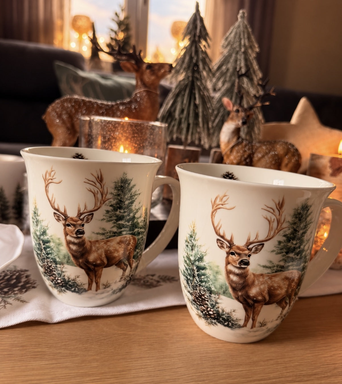 Große Tasse mit Hirschmotiv