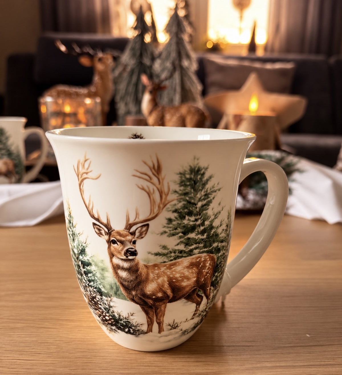 Große Tasse mit Hirschmotiv