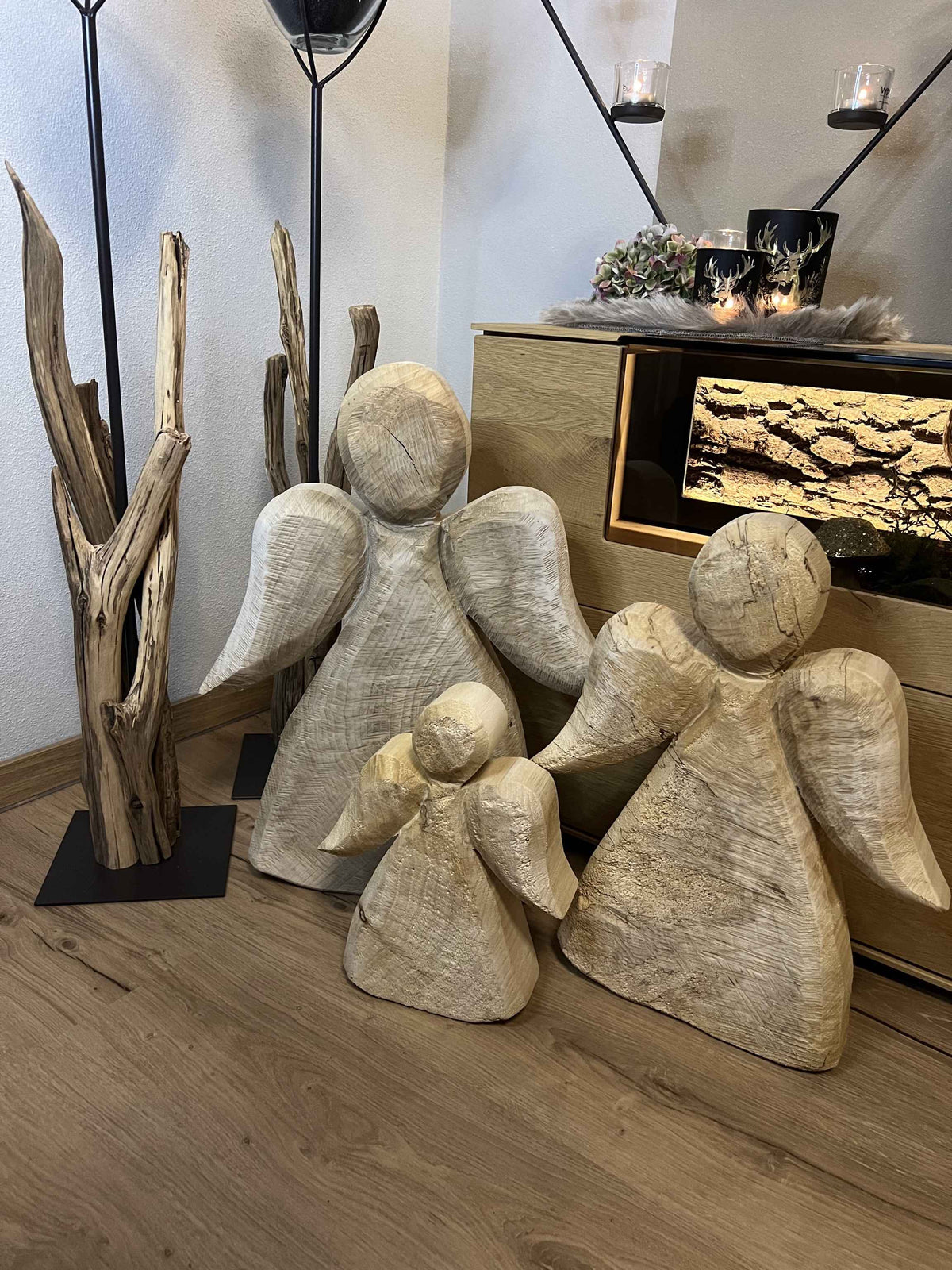 Holzengel massiv aus Pappelholz