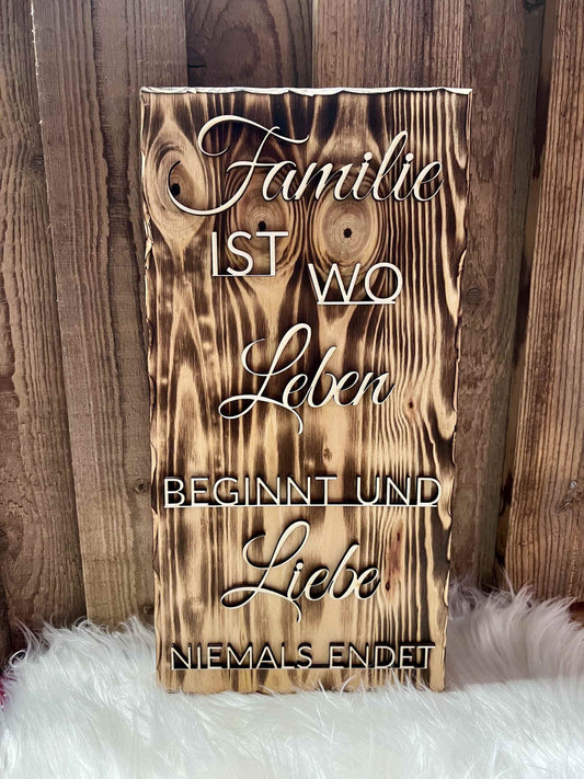 Geflammtes Brett "Familie"
