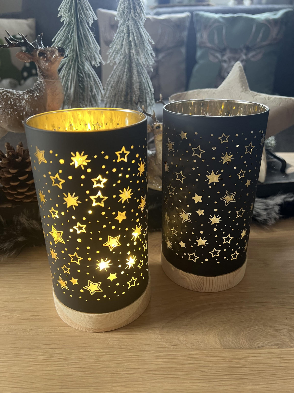 LED Windlicht in Schwarz