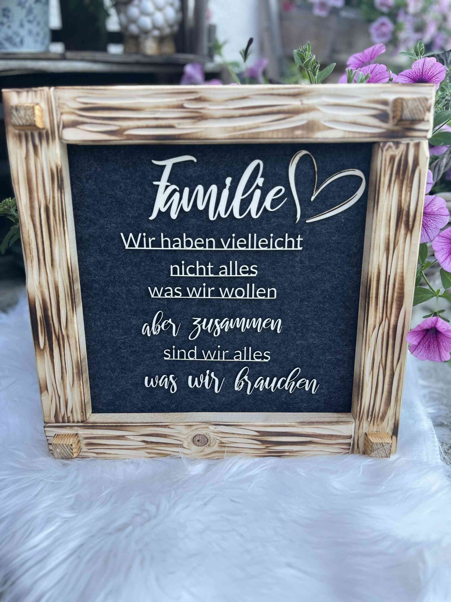 Holzrahmen 35*35cm "Familie" geflammt 2