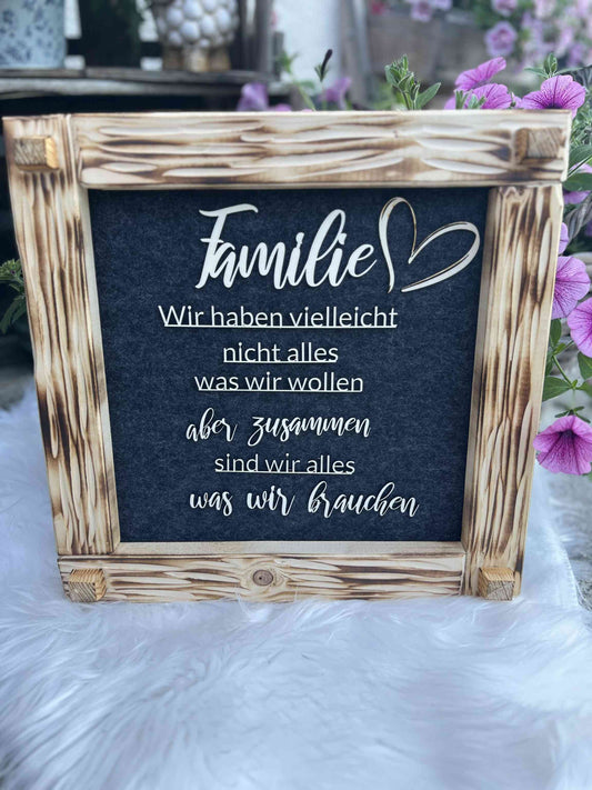 Holzrahmen 35*35cm "Familie" geflammt 2