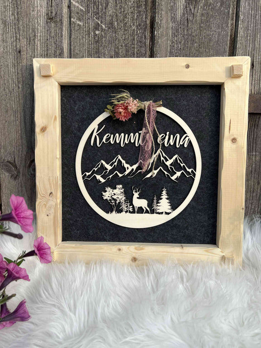 Holzrahmen 35*35cm "Kemmts eina