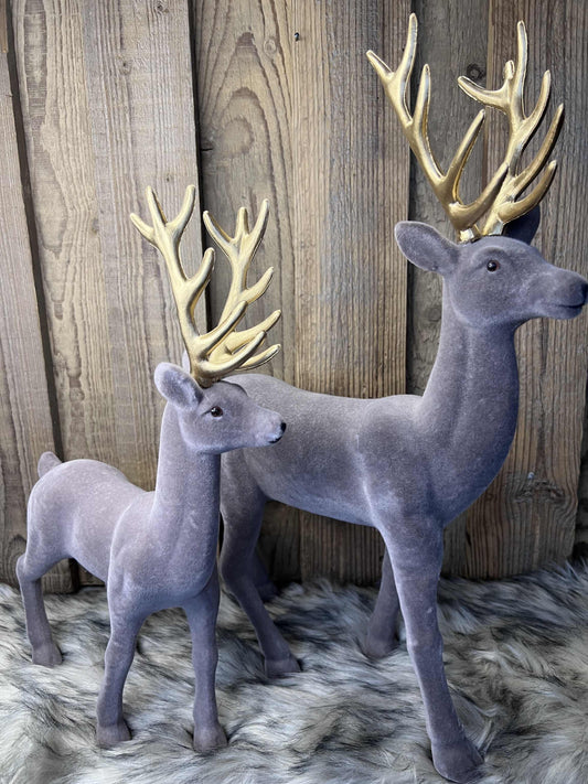 Hirschfigur beflockt grau