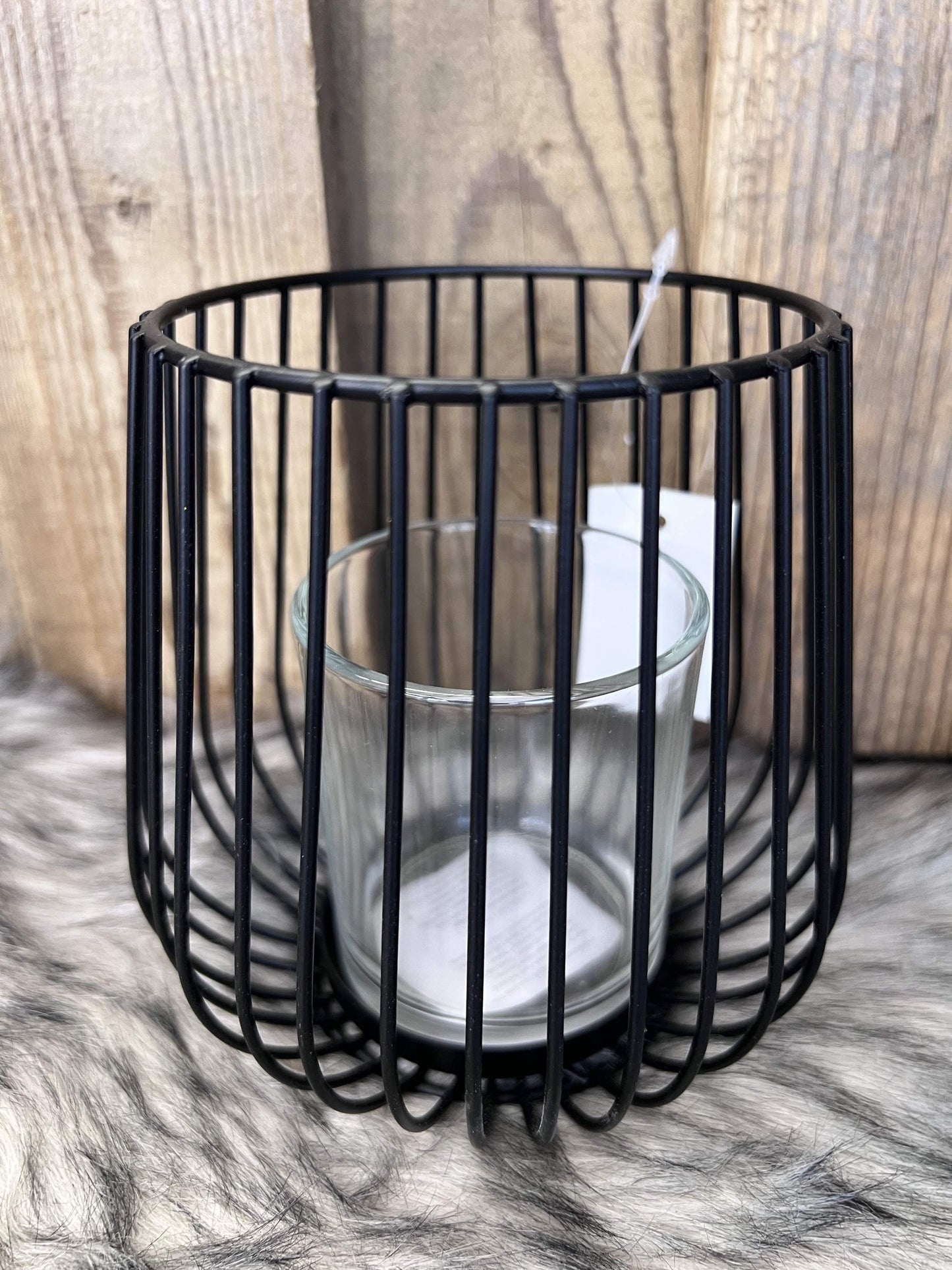 Windlicht Metall mit Glaseinsatz schwarz