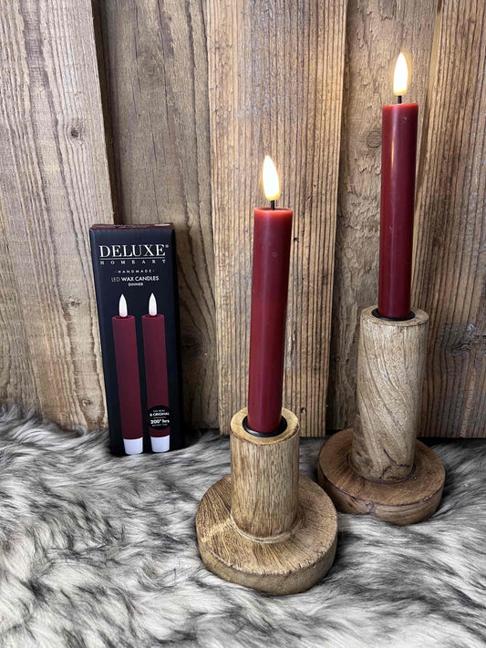 LED Stabkerzen aus Echtwachs Bordeaux