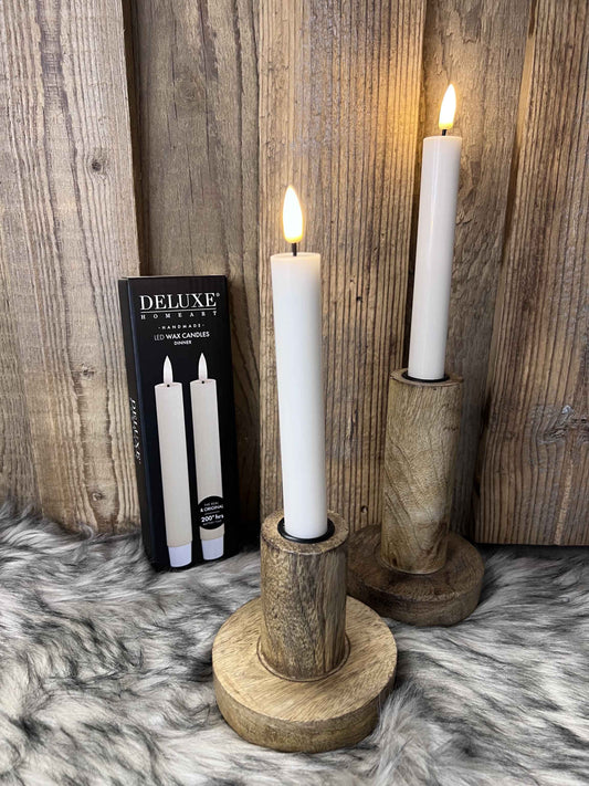 LED Stabkerzen aus Echtwachs Creme