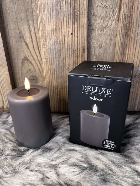 LED Kerze aus Echtwachs Schokoladenbraun