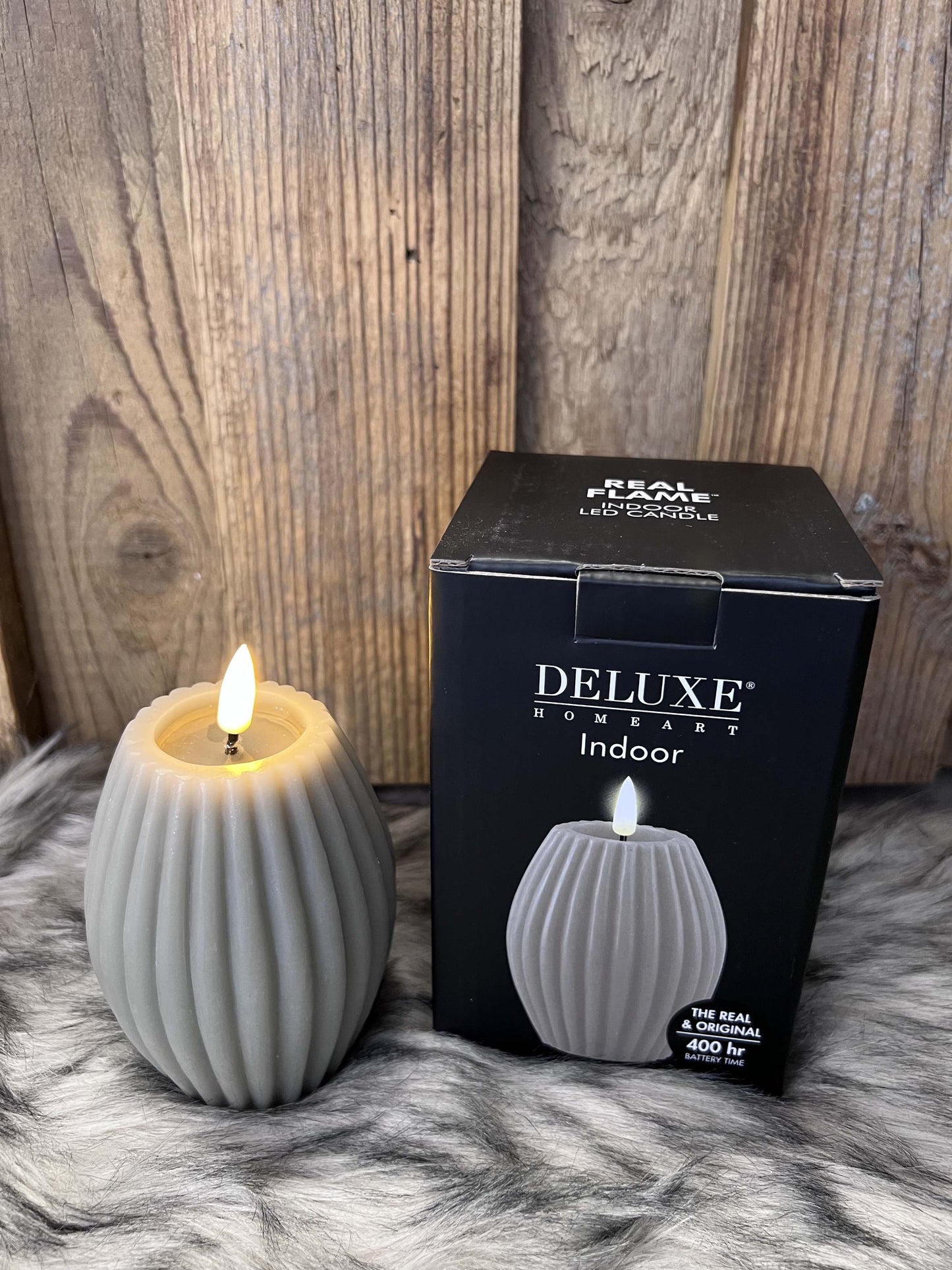 LED Kerze aus Echtwachs sandfarben