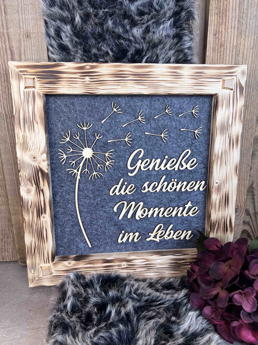 Holzrahmen 35*35cm "Genieße die schönen Momente"