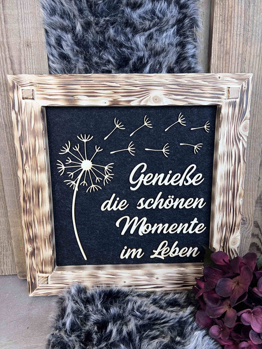 Holzrahmen 35*35cm "Genieße die schönen Momente"