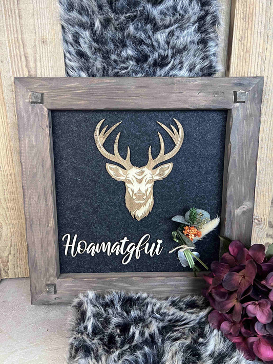 Holzrahmen 35*35cm "Hoamatgfui"