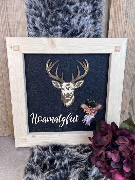 Holzrahmen 35*35cm "Hoamatgfui"