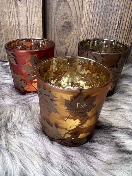 Windlicht Glas Herbstmotiv