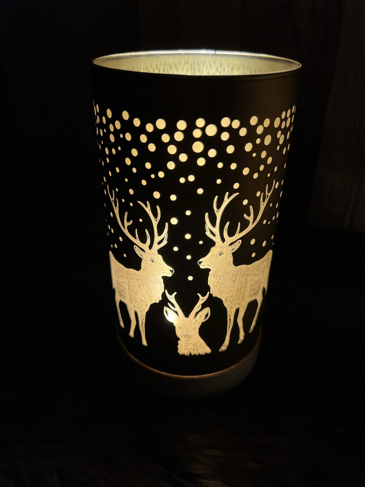 LED Windlicht mit Hirschmuster