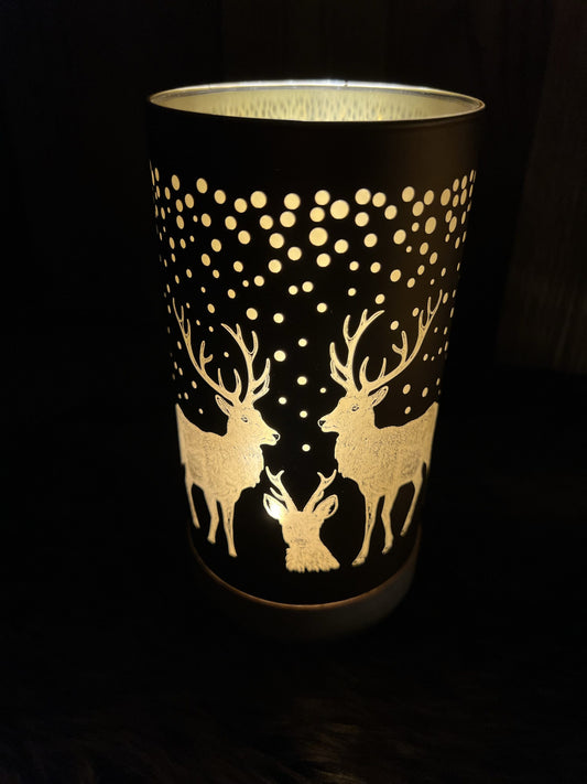 LED Windlicht mit Hirschmuster