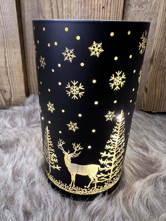 LED Windlicht mit Wintermuster