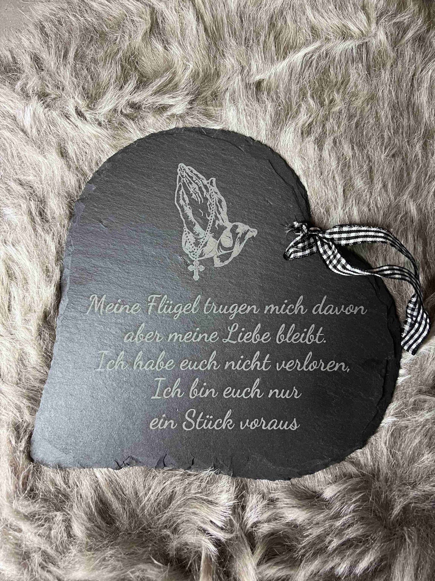 Schieferherz "Meine Flügel trugen mich davon" 20*20cm