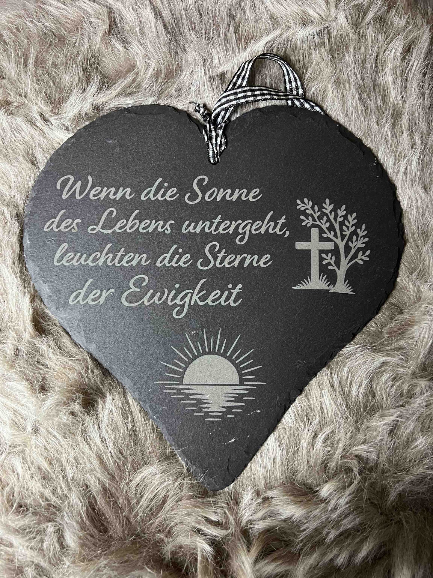 Schieferherz "Wenn die Sonne des Lebens untergeht" 20*20cm