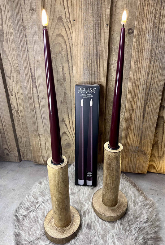 LED Stabkerzen aus Echtwachs bordeaux