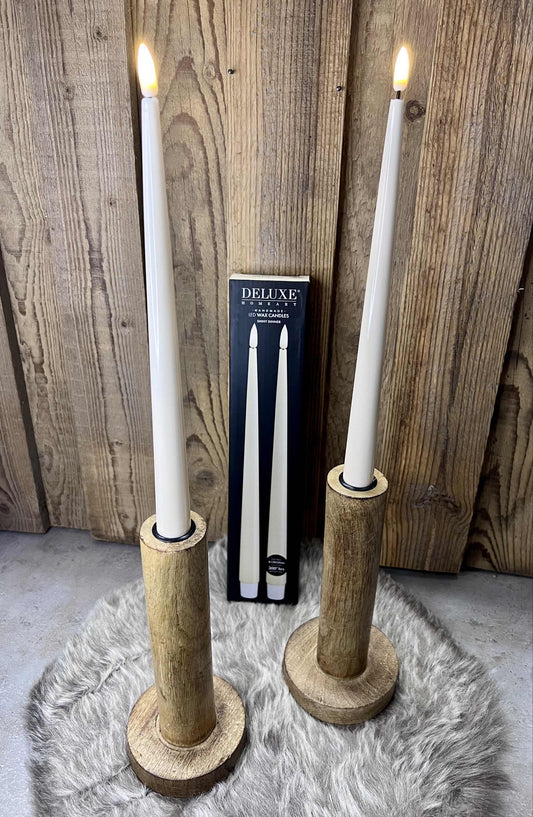 LED Stabkerzen aus Echtwachs weiß