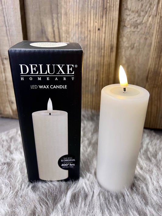 LED Stumpenkerze aus Echtwachs weiß