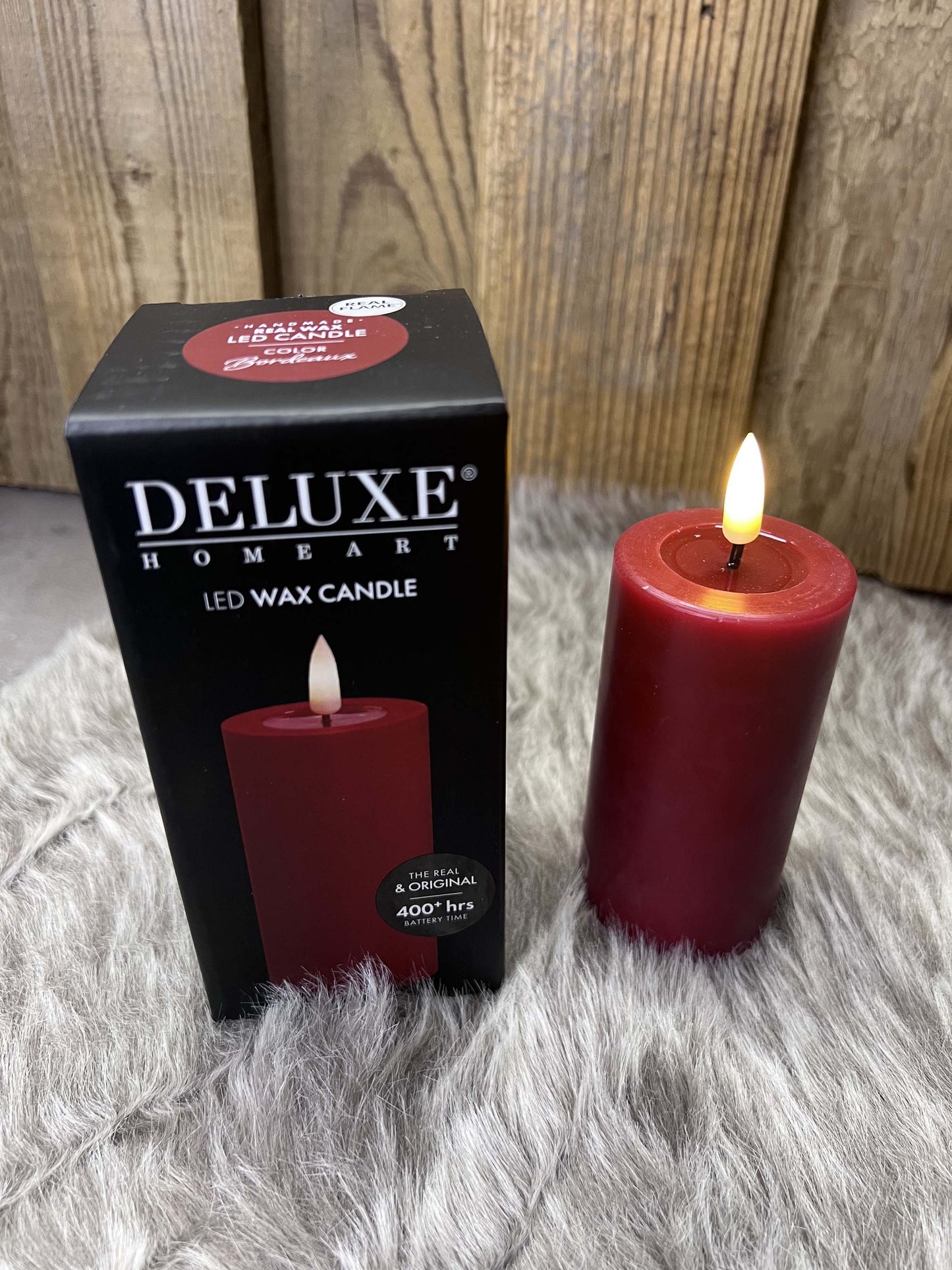 LED Stumpenkerze aus Echtwachs rot