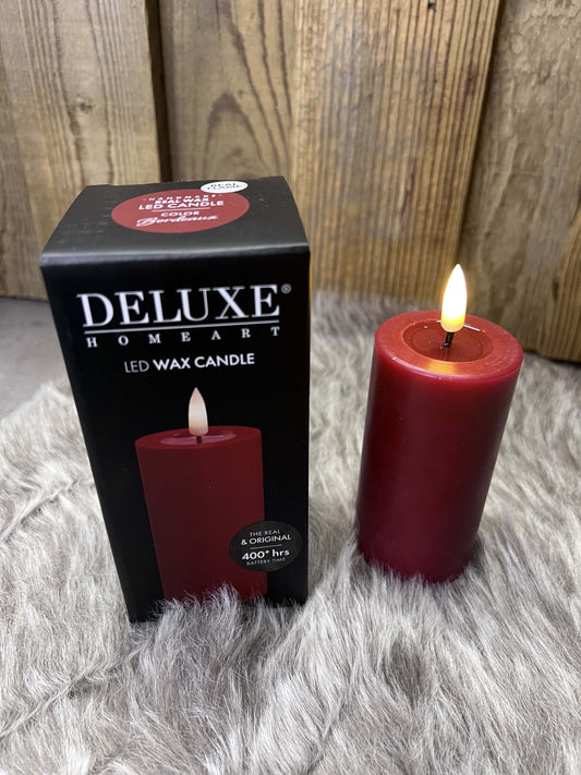 LED Stumpenkerze aus Echtwachs rot