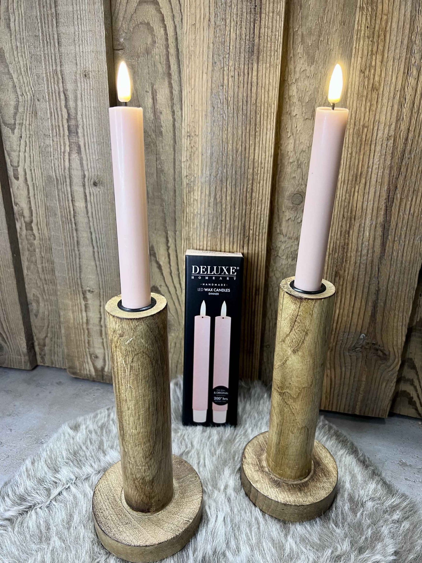 LED Stabkerzen aus Echtwachs Pink