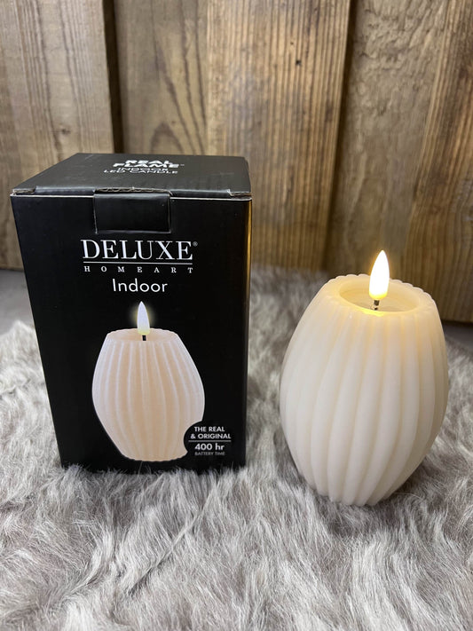 LED Kerze aus Echtwachs beige