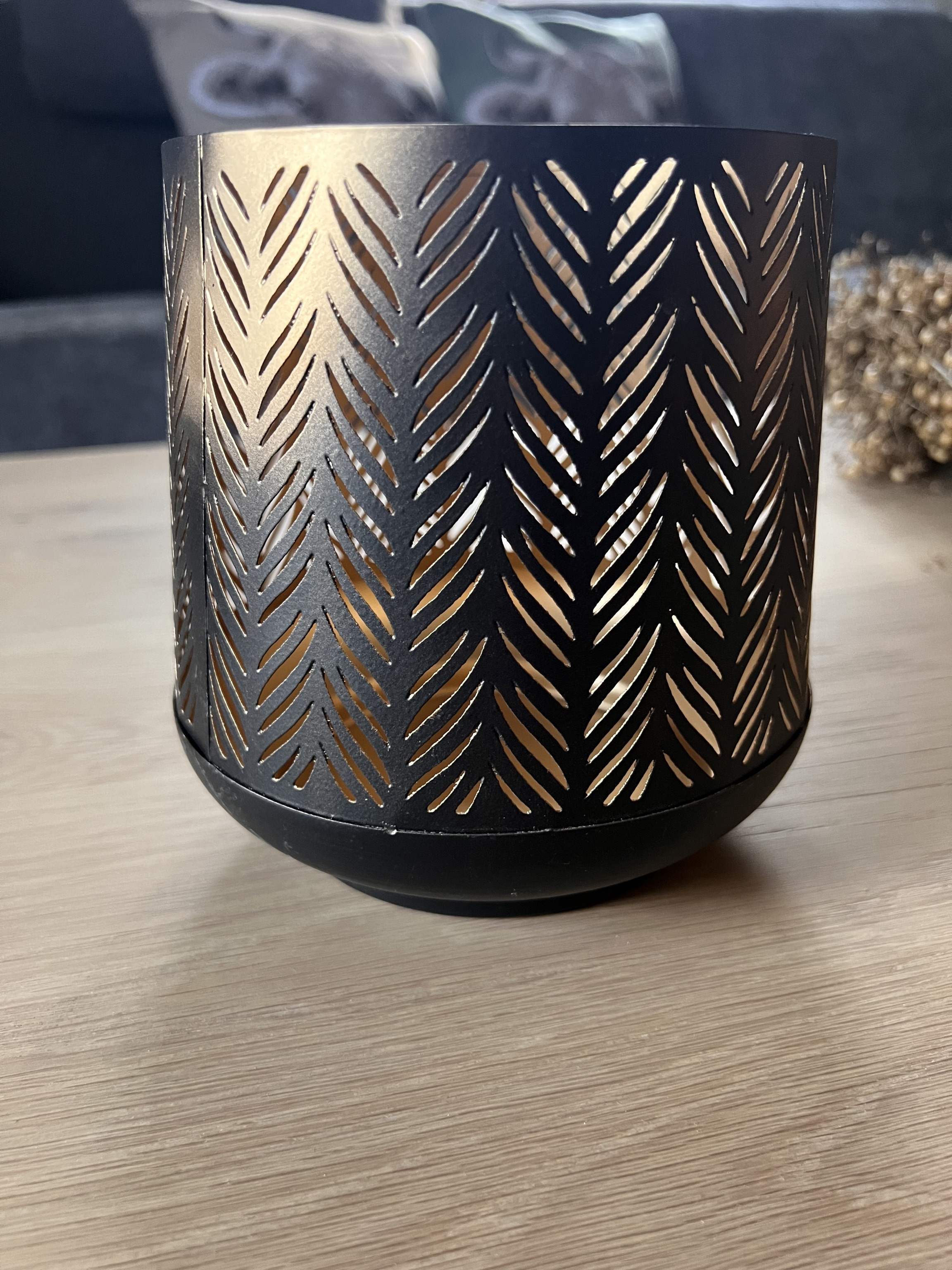 Windlicht Schwarz-Gold
