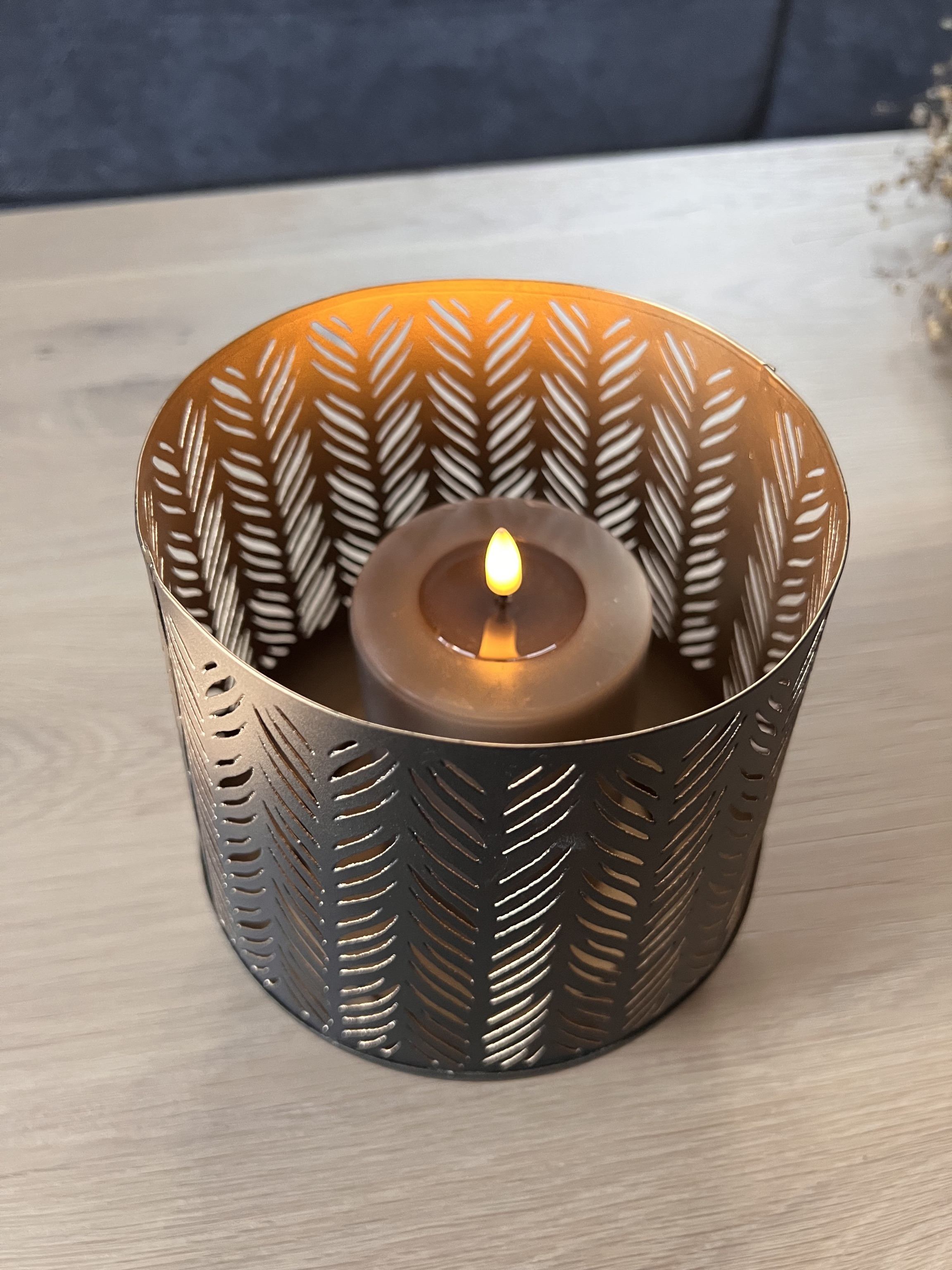 Windlicht Schwarz-Gold